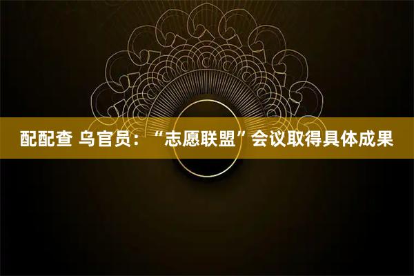 配配查 乌官员：“志愿联盟”会议取得具体成果
